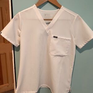 Figs White One Pocket Scrub Top